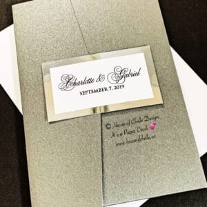 Foil Wedding Invitation, Charcoal Gray and Silver Foil Pocketfold Wedding Invitation, Elegant Wedding Invitation, Gold, Silver, Rose Gold, Red, Burgundy, Wine, Green, Purple, Coral, Pink, Blush, Navy Blue, Tiffany Blue - CHARLOTTE INVITATION