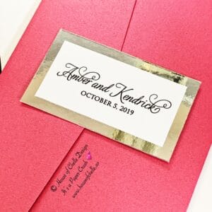 Foil Wedding Invitation, Hot Pink and Silver Foil Pocketfold Wedding Invitation, Elegant Wedding Invitation, Gold, Silver, Rose Gold, Red, Burgundy, Wine, Green, Purple, Coral, Pink, Blush, Navy Blue, Tiffany Blue - AMBER INVITATION