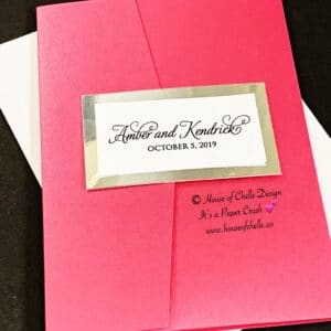 Foil Wedding Invitation, Hot Pink and Silver Foil Pocketfold Wedding Invitation, Elegant Wedding Invitation, Gold, Silver, Rose Gold, Red, Burgundy, Wine, Green, Purple, Coral, Pink, Blush, Navy Blue, Tiffany Blue - AMBER INVITATION