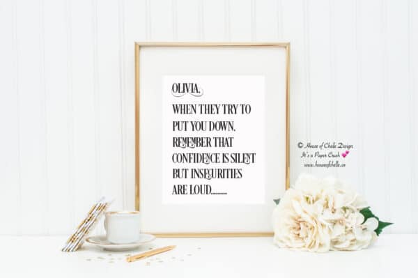 Personalized Wall Decor Print, Personalized Gift, Ready to Frame, 8 x 10 Unframed Typography, Motivational Inspirational Wall Decor for Home, Office, Women, Girl Boss, Teen, Co Worker, Friend, Professional, Employee Gift - CONFIDENCE IS SILENT