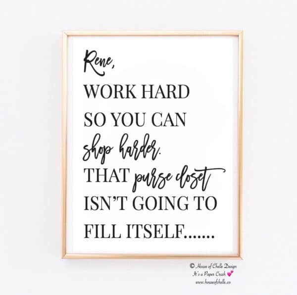 Personalized Wall Decor Print, Personalized Gift, Ready to Frame, 8 x 10 Unframed Typography, Motivational Inspirational Wall Decor for Home, Office, Women, Girl Boss, Teen, Co Worker, Friend, Professional, Employee Gift - WORK HARD SHOP HARDER 3