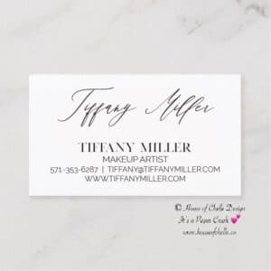 Minimalist Business Cards, Luxury Boutique Black/White Business Cards, Small Business Owner, Professional, Men, Women, Simple, Office, Employee, Lawyer, Doctor, Interior Designer, Architect, Salon, Candles, Beauty Spa - TIFFANY SCRIPT BUSINESS CARDS