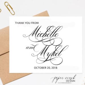 personalized wedding notecard with envelope set