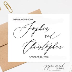 personalized wedding notecard with envelope set