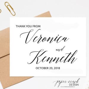 personalized wedding notecard with envelope set