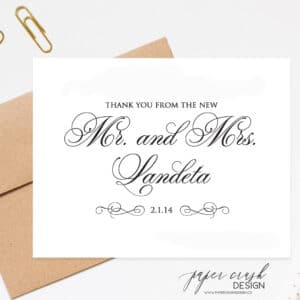 personalized wedding notecard with envelope set