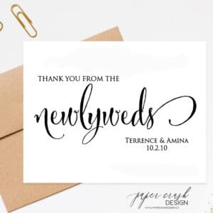 personalized wedding notecard with envelope set