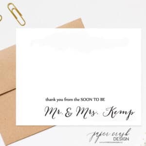 personalized wedding notecard with envelope set