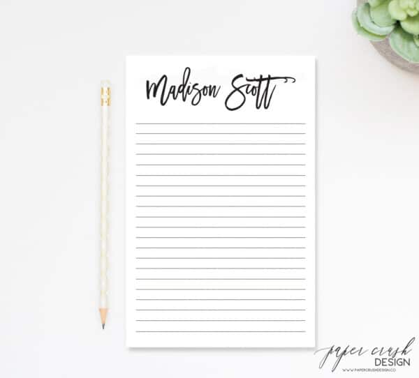 personalized notepad lined