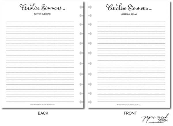 personalized planner insert sheet