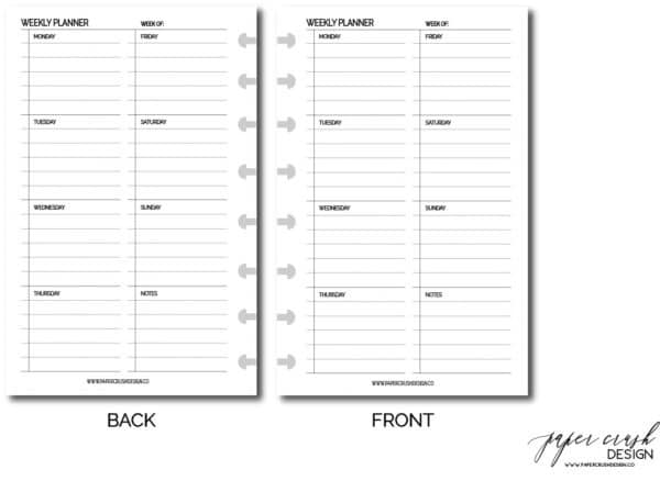 Weekly Planner 3 half page mockup with logo