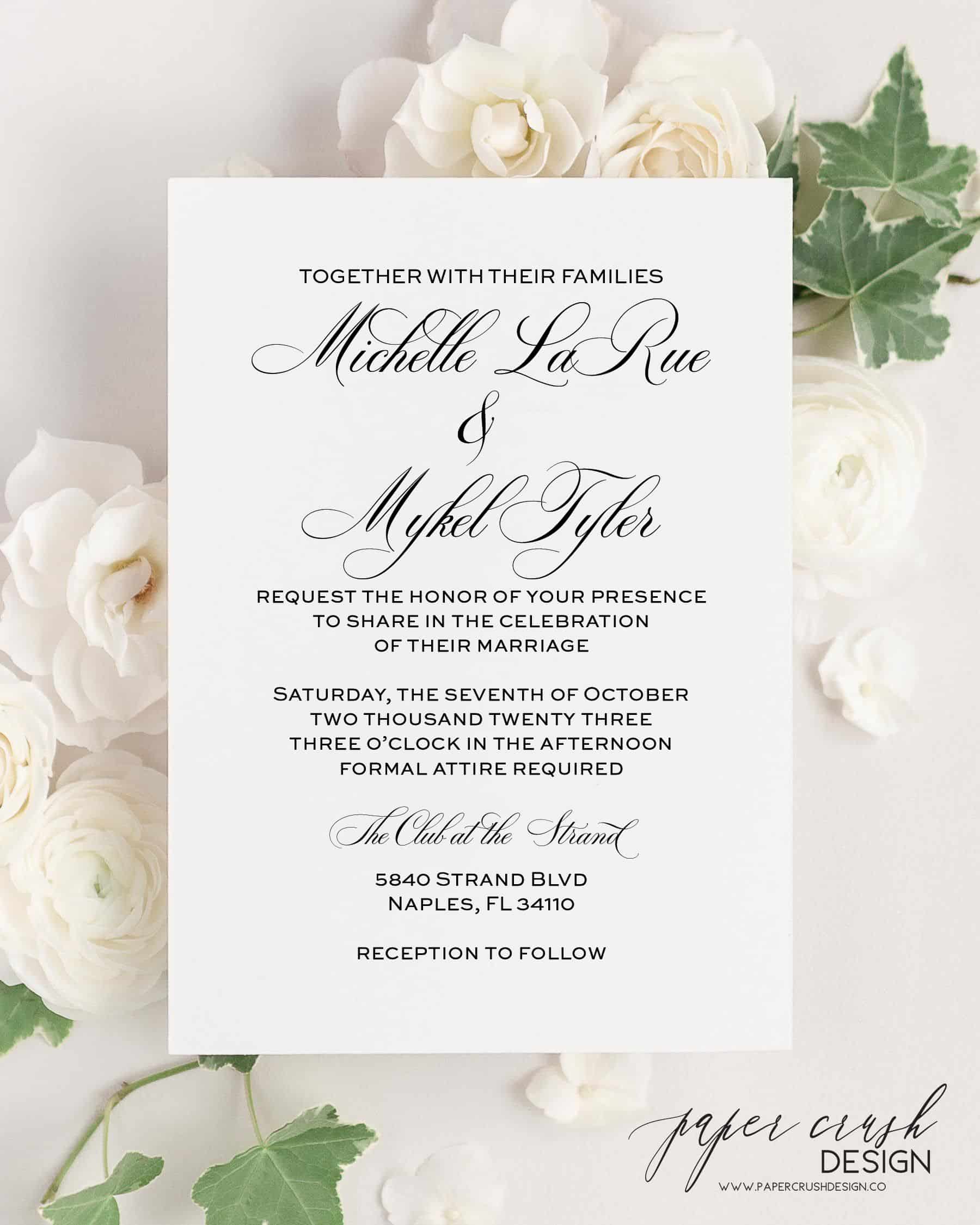 simple wedding invitation; elegant wedding invitation, digital wedding invitation; inexpensive wedding invitation; diy wedding invitation