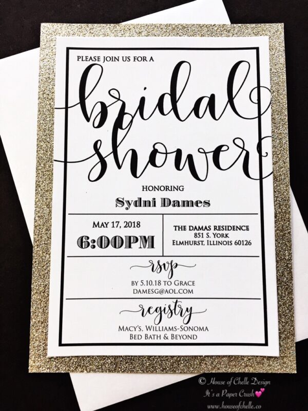 glitter bridal shower invitation; glitter wedding invitation; glitter birthday invitation; wedding invitation; inexpensive wedding invitation; affordable wedding invitation