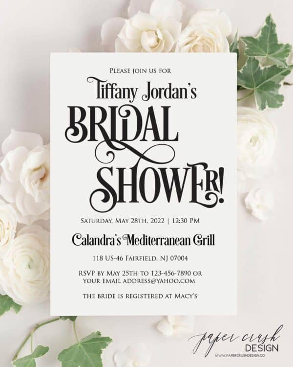 Modern Minimalist Affordable Quick Bridal Shower Invitation The Tiffany