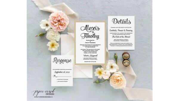 Printed Wedding Invitation Suite, Formal Wedding Invitation Set, Classic Wedding Invitation Suite, Timeless Wedding Invitation, Elegant Wedding Invitation with Envelopes, Minimalist Wedding Invitation Suite, Modern Wedding Invite - ALEXIS LAYERED - Image 2