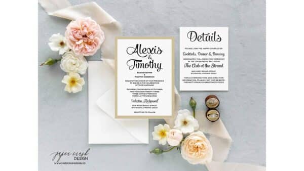 Printed Wedding Invitation Suite, Formal Wedding Invitation Set, Classic Wedding Invitation Suite, Timeless Wedding Invitation, Elegant Wedding Invitation with Envelopes, Minimalist Wedding Invitation Suite, Modern Wedding Invite - ALEXIS LAYERED - Image 3