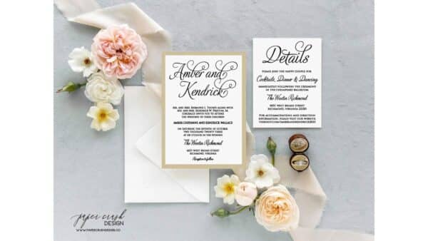 Printed Wedding Invitation Suite, Formal Wedding Invitation Set, Classic Wedding Invitation Suite, Timeless Wedding Invitation, Elegant Wedding Invitation with Envelopes, Minimalist Wedding Invitation Suite, Modern Wedding Invite - AMBER LAYERED - Image 3