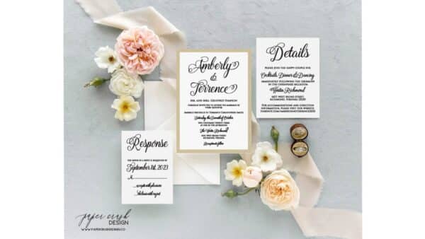 Printed Wedding Invitation Suite, Formal Wedding Invitation Set, Classic Wedding Invitation Suite, Timeless Wedding Invitation, Elegant Wedding Invitation with Envelopes, Minimalist Wedding Invitation Suite, Modern Wedding Invite - AMBERLY LAYERED - Image 2