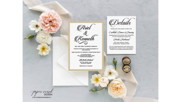 Printed Wedding Invitation Suite, Formal Wedding Invitation Set, Classic Wedding Invitation Suite, Timeless Wedding Invitation, Elegant Wedding Invitation with Envelopes, Minimalist Wedding Invitation Suite, Modern Wedding Invite - ARIEL LAYERED - Image 3