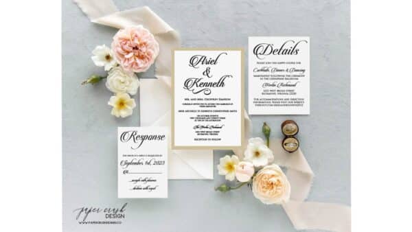 Printed Wedding Invitation Suite, Formal Wedding Invitation Set, Classic Wedding Invitation Suite, Timeless Wedding Invitation, Elegant Wedding Invitation with Envelopes, Minimalist Wedding Invitation Suite, Modern Wedding Invite - ARIEL LAYERED - Image 2