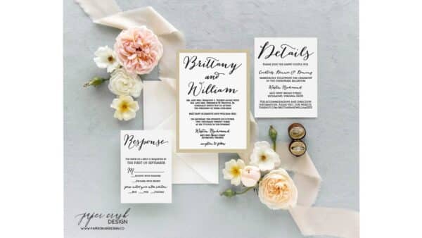 Printed Wedding Invitation Suite, Formal Wedding Invitation Set, Classic Wedding Invitation Suite, Timeless Wedding Invitation, Elegant Wedding Invitation with Envelopes, Minimalist Wedding Invitation Suite, Modern Wedding Invite - BRITTANY LAYERED - Image 2