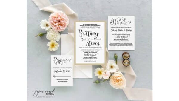 Printed Wedding Invitation Suite, Formal Wedding Invitation Set, Classic Wedding Invitation Suite, Timeless Wedding Invitation, Elegant Wedding Invitation with Envelopes, Minimalist Wedding Invitation Suite, Modern Wedding Invite - BRITTANY II LAYERED - Image 2