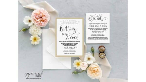 Printed Wedding Invitation Suite, Formal Wedding Invitation Set, Classic Wedding Invitation Suite, Timeless Wedding Invitation, Elegant Wedding Invitation with Envelopes, Minimalist Wedding Invitation Suite, Modern Wedding Invite - BRITTANY II LAYERED - Image 3