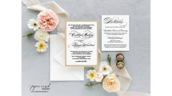 Printed Wedding Invitation Suite, Formal Wedding Invitation Set, Classic Wedding Invitation Suite, Timeless Wedding Invitation, Elegant Wedding Invitation with Envelopes, Minimalist Wedding Invitation Suite, Modern Wedding Invite - CAITLIN LAYERED - Image 3