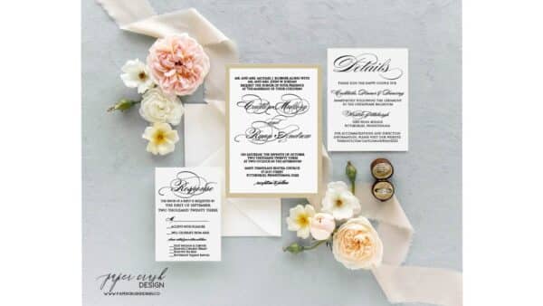 Printed Wedding Invitation Suite, Formal Wedding Invitation Set, Classic Wedding Invitation Suite, Timeless Wedding Invitation, Elegant Wedding Invitation with Envelopes, Minimalist Wedding Invitation Suite, Modern Wedding Invite - CAITLIN LAYERED - Image 2