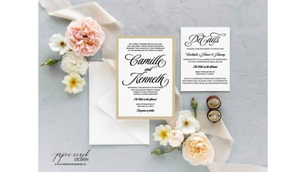 Printed Wedding Invitation Suite, Formal Wedding Invitation Set, Classic Wedding Invitation Suite, Timeless Wedding Invitation, Elegant Wedding Invitation with Envelopes, Minimalist Wedding Invitation Suite, Modern Wedding Invite - CAMILLE LAYERED - Image 3