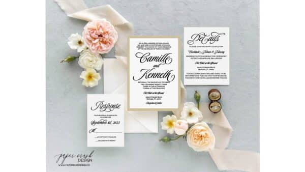 Printed Wedding Invitation Suite, Formal Wedding Invitation Set, Classic Wedding Invitation Suite, Timeless Wedding Invitation, Elegant Wedding Invitation with Envelopes, Minimalist Wedding Invitation Suite, Modern Wedding Invite - CAMILLE LAYERED - Image 2