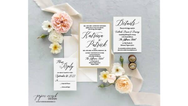 Printed Wedding Invitation Suite, Formal Wedding Invitation Set, Classic Wedding Invitation Suite, Timeless Wedding Invitation, Elegant Wedding Invitation with Envelopes, Minimalist Wedding Invitation Suite, Modern Wedding Invite - KATRINA LAYERED - Image 2