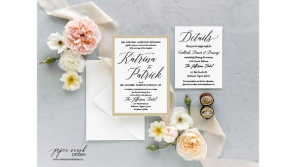 Printed Wedding Invitation Suite, Formal Wedding Invitation Set, Classic Wedding Invitation Suite, Timeless Wedding Invitation, Elegant Wedding Invitation with Envelopes, Minimalist Wedding Invitation Suite, Modern Wedding Invite - KATRINA LAYERED - Image 3