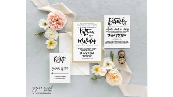 Printed Wedding Invitation Suite, Formal Wedding Invitation Set, Classic Wedding Invitation Suite, Timeless Wedding Invitation, Elegant Wedding Invitation with Envelopes, Minimalist Wedding Invitation Suite, Modern Wedding Invite - KATRINAII LAYERED - Image 2