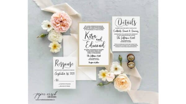 Printed Wedding Invitation Suite, Formal Wedding Invitation Set, Classic Wedding Invitation Suite, Timeless Wedding Invitation, Elegant Wedding Invitation with Envelopes, Minimalist Wedding Invitation Suite, Modern Wedding Invite - KIRA LAYERED - Image 2