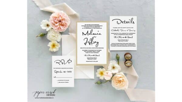 Printed Wedding Invitation Suite, Formal Wedding Invitation Set, Classic Wedding Invitation Suite, Timeless Wedding Invitation, Elegant Wedding Invitation with Envelopes, Minimalist Wedding Invitation Suite, Modern Wedding Invite - MELANIE LAYERED - Image 2