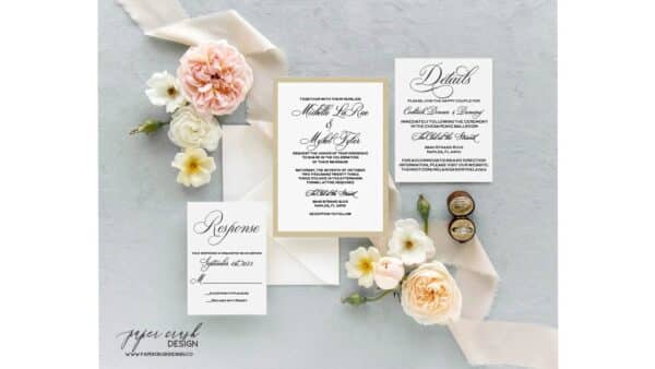 Printed Wedding Invitation Suite, Formal Wedding Invitation Set, Classic Wedding Invitation Suite, Timeless Wedding Invitation, Elegant Wedding Invitation with Envelopes, Minimalist Wedding Invitation Suite, Modern Wedding Invite - MICHELLE LAYERED - Image 2