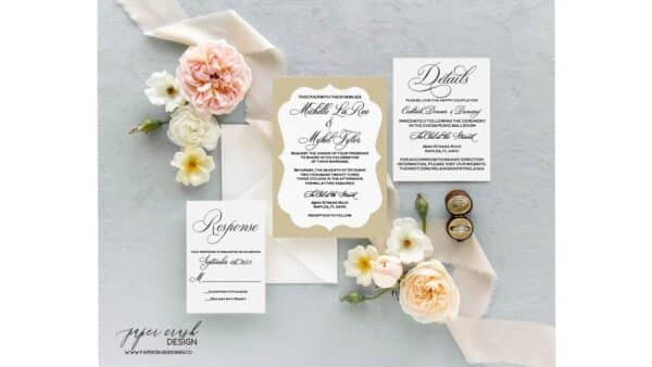 Printed Wedding Invitation Suite, Formal Wedding Invitation Set, Classic Wedding Invitation Suite, Timeless Wedding Invitation, Elegant Wedding Invitation with Envelopes, Minimalist Wedding Invitation Suite, Modern Wedding Invite - MICHELLE LAYERED ARTISAN - Image 2