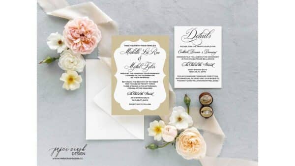 Printed Wedding Invitation Suite, Formal Wedding Invitation Set, Classic Wedding Invitation Suite, Timeless Wedding Invitation, Elegant Wedding Invitation with Envelopes, Minimalist Wedding Invitation Suite, Modern Wedding Invite - MICHELLE LAYERED ARTISAN - Image 3