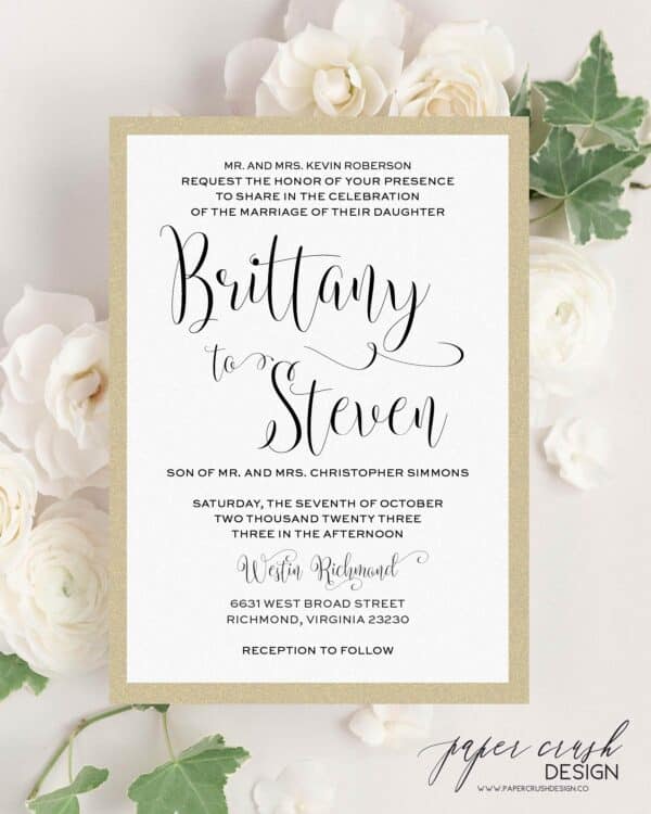 Printed Wedding Invitation Suite, Formal Wedding Invitation Set, Classic Wedding Invitation Suite, Timeless Wedding Invitation, Elegant Wedding Invitation with Envelopes, Minimalist Wedding Invitation Suite, Modern Wedding Invite - BRITTANY II LAYERED