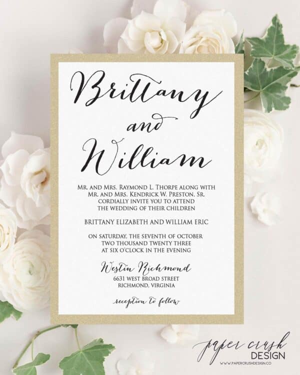 Printed Wedding Invitation Suite, Formal Wedding Invitation Set, Classic Wedding Invitation Suite, Timeless Wedding Invitation, Elegant Wedding Invitation with Envelopes, Minimalist Wedding Invitation Suite, Modern Wedding Invite - BRITTANY LAYERED