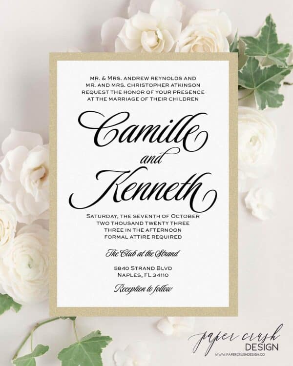 Printed Wedding Invitation Suite, Formal Wedding Invitation Set, Classic Wedding Invitation Suite, Timeless Wedding Invitation, Elegant Wedding Invitation with Envelopes, Minimalist Wedding Invitation Suite, Modern Wedding Invite - CAMILLE LAYERED