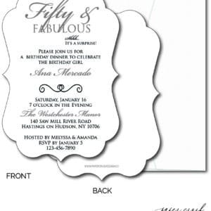 Personalized 50th Birthday Invitations with Envelopes, Custom 50th Birthday Invitations with Envelopes, Elegant 50th Birthday Invitations with Envelopes, Minimalist 50th Birthday Invitations with Envelopes – Set of 10 – Choose Shape – FABULOUS