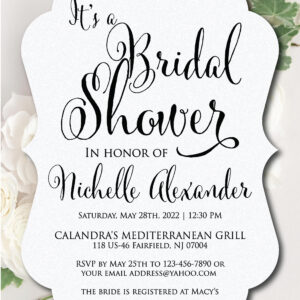 Personalized Bridal Shower Invitations with Envelopes, Custom Bridal Shower Invitations with Envelopes, Elegant Bridal Shower Invitations with Envelopes, Minimalist Bridal Shower Invitations with Envelopes – Set of 10 – Choose Shape – NICHELLE