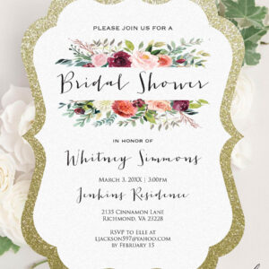 Digital Bridal Shower Invitation, Personalized Invitation, Personalized Digital Design, Custom Digital Design Shapes, Made to Order Invite, Custom Digital Invitation, Personalized Digital Invitation, Custom Digital Design, Downloadable Digital Invitation - WHITNEY FRAME